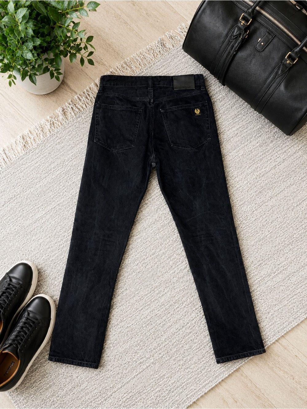 Belstaff Women’s Black Denim Jeans 29x32 Straight Slim Luxury Designer